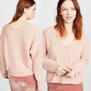 Free People Finders Keepers V Neck Sweater S Peach Long Sleeve Pullover Grunge